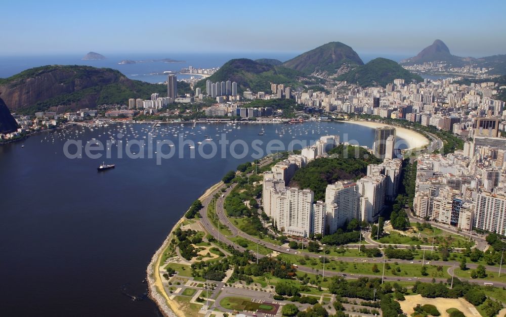 Aerial photograph Rio de Janeiro - Beach and coastal area on the outskirts of Morro da Urca in Rio de Janeiro in Brazil