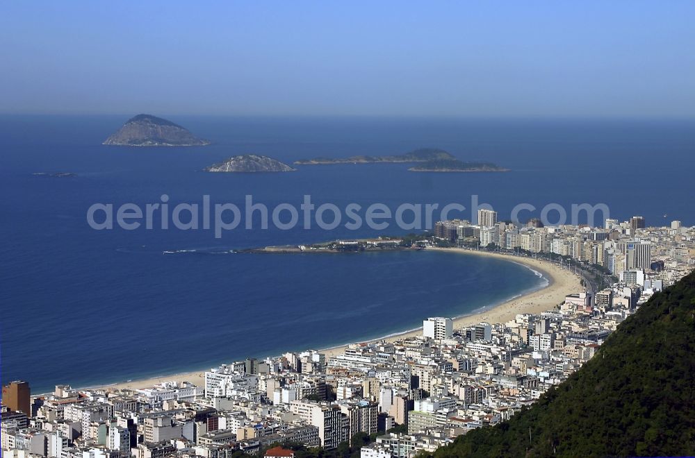 Aerial image Rio de Janeiro - Beach and coastal area on the outskirts of Praia de Copacabana in Rio de Janeiro in Brazil