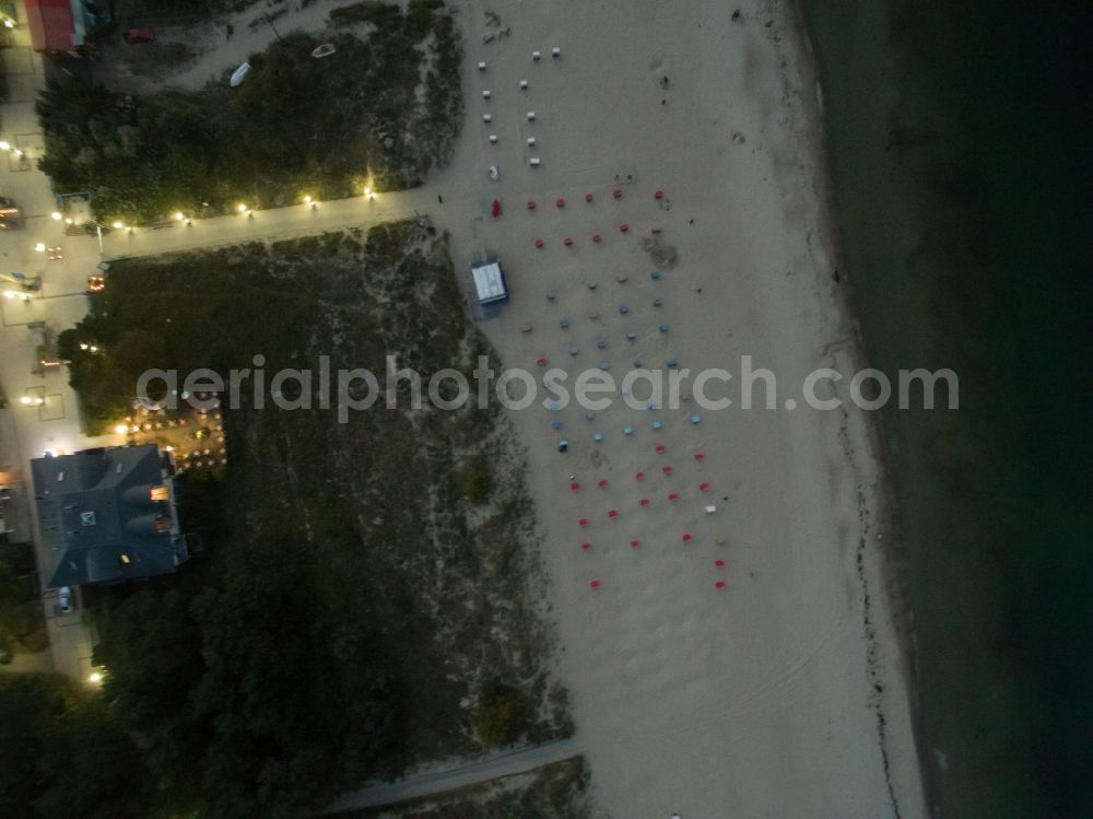 Trassenheide from the bird's eye view: Beach and coastal area Trassenheide in Mecklenburg-Vorpommern in the evening in the fall