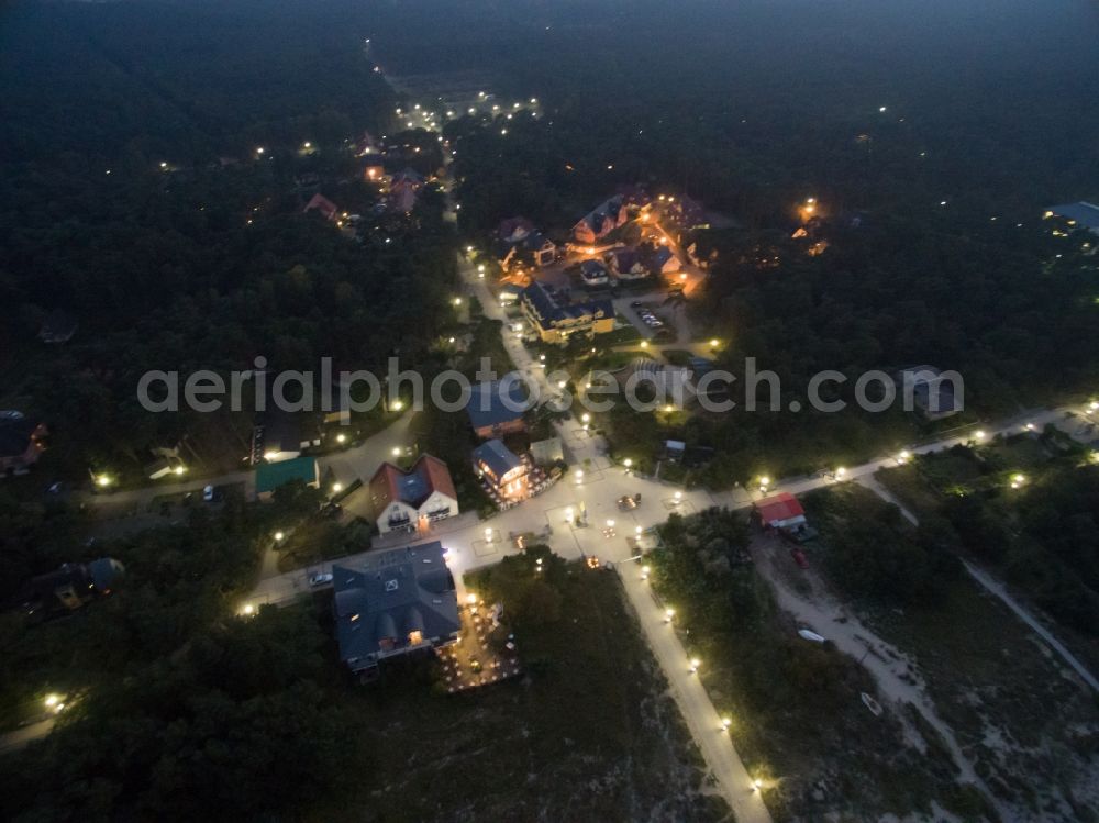 Aerial image Trassenheide - Beach and coastal area Trassenheide in Mecklenburg-Vorpommern in the evening in the fall