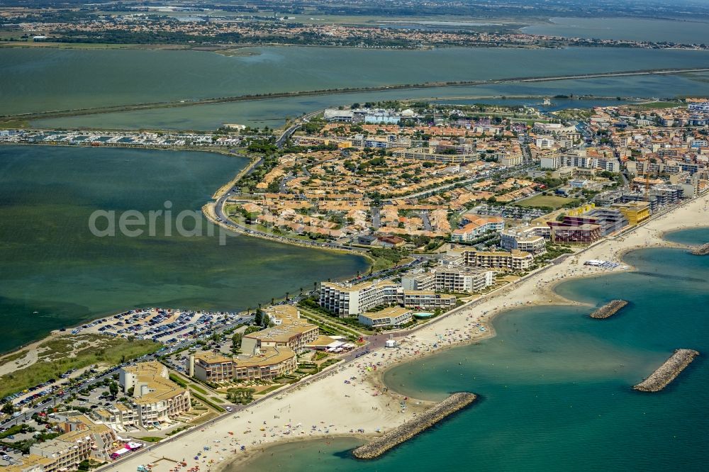 Palavas-les-Flots from the bird's eye view: View of the beach in Palavas-les-Flots in France