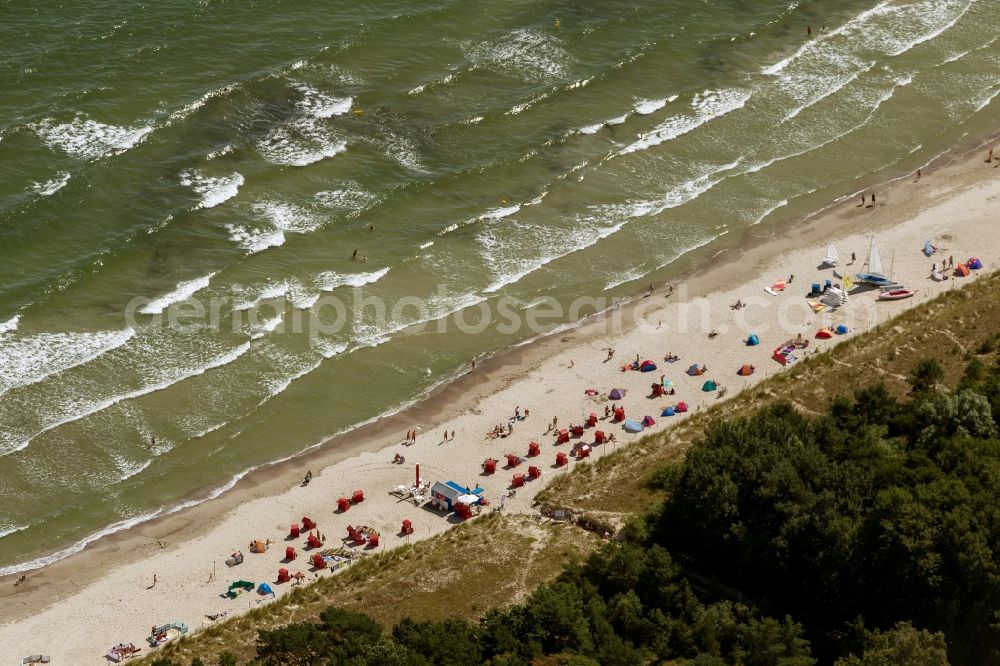 Aerial photograph Prora - View of the beach in Prora on the island Ruegen in Mecklenburg-West Pomerania