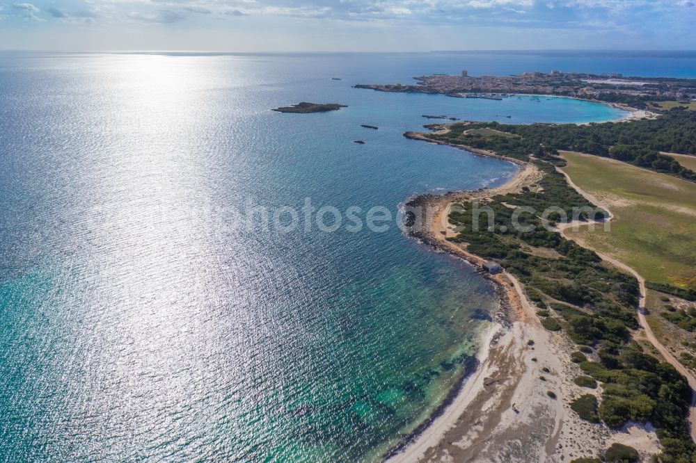 Aerial photograph Ses Salines - Beach of Ses Salines on the Mediterranean coast of the Spanish Balearic island of Mallorca in Spain