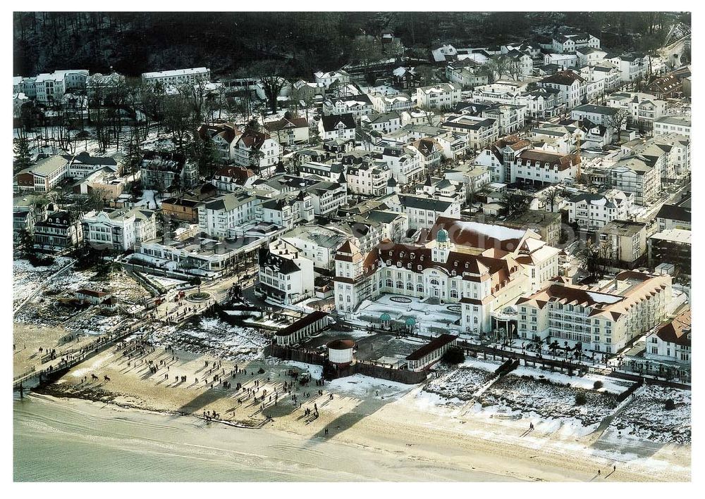 Aerial photograph Binz / Rügen - MV - Strandpromenade Binz mit dem TRAVEL CHARME HOTEL / ehem. Kurhaus auf Rügen.