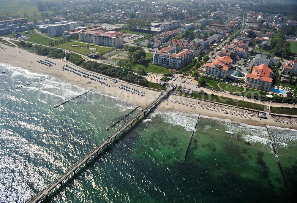 Aerial photograph Kühlungsborn - View of the beach promenade of Kühlungsborn in Mecklenburg Western Pomerania