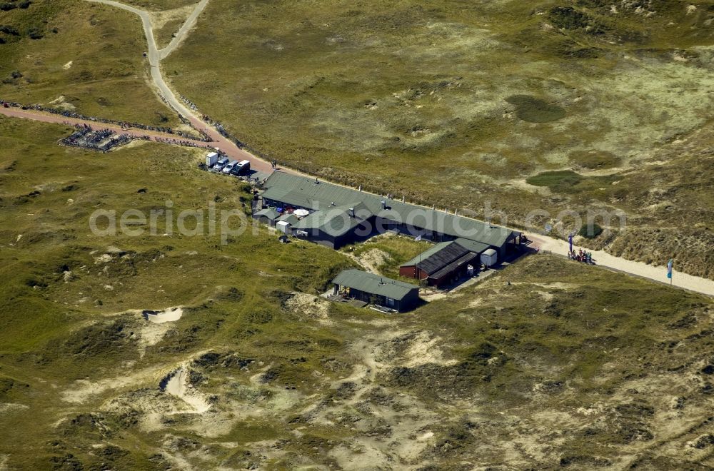 Aerial image Norderney - Beach Restaurant White dune on the island of Norderney in the North Sea in Lower Saxony