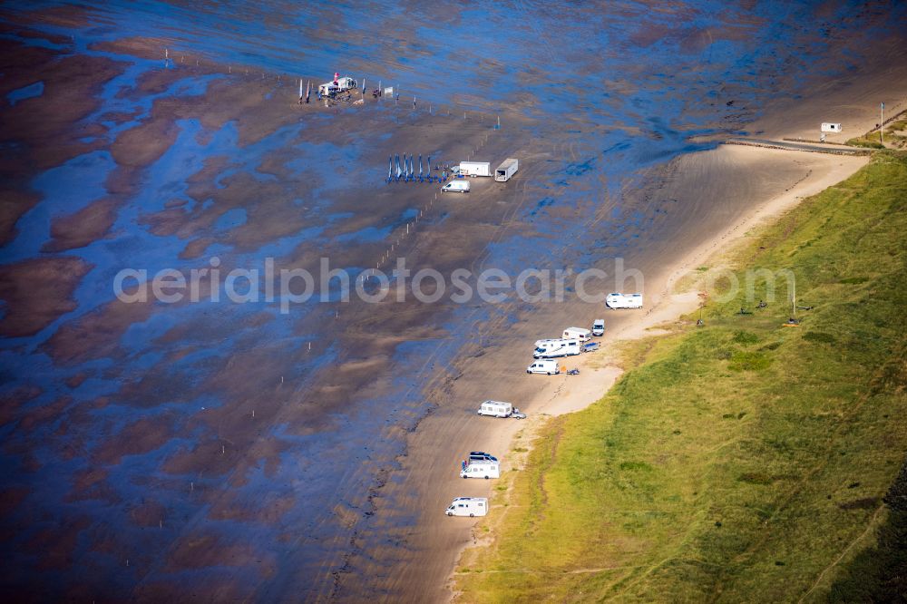 Röm from above - Sand yachts on the beach on the Danish island of Roemoe in Denmark