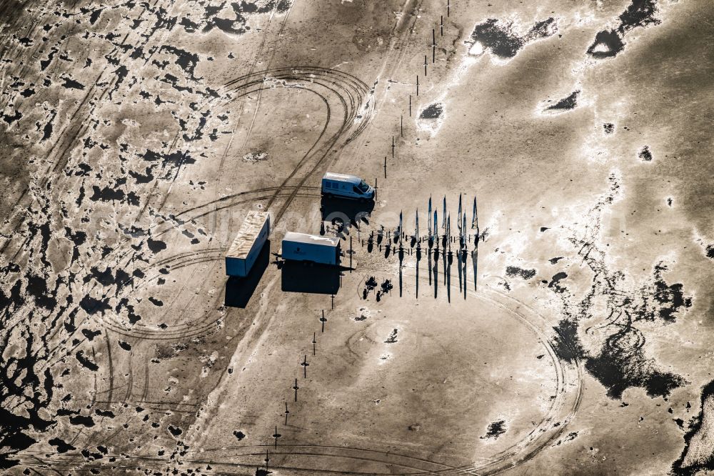 Aerial photograph Röm - Sand yachts on the beach on the Danish island of Roemoe in Denmark