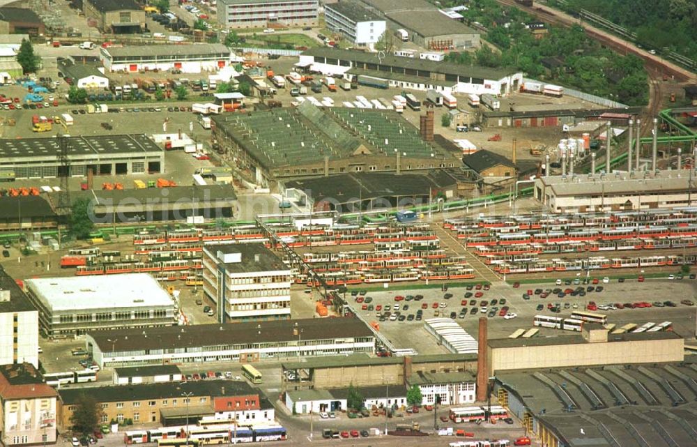 Aerial image Berlin - 23.06.94 Straßenbahnbetriebshof in der Sigfriedstraße in Berlin-Lichtenberg