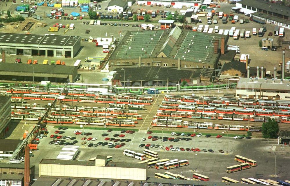 Aerial photograph Berlin - 23.06.94 Straßenbahnbetriebshof in der Sigfriedstraße in Berlin-Lichtenberg