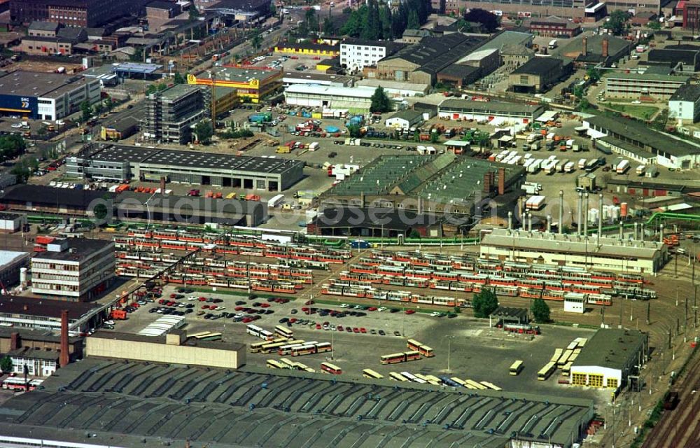 Aerial image Berlin - 23.06.94 Straßenbahnbetriebshof in der Sigfriedstraße in Berlin-Lichtenberg