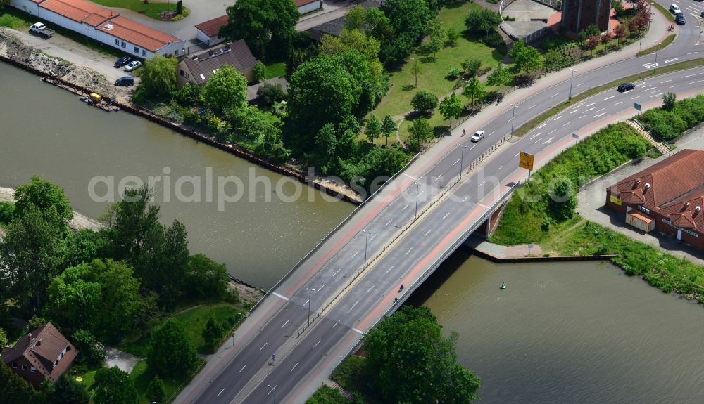 Aerial image Genthin - Genthin road bridge over the Elbe-Havel-Canel between in the state Saxony-Anhalt