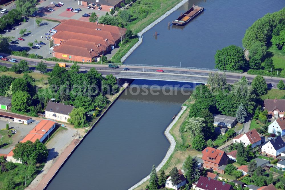 Genthin from above - Genthin road bridge over the Elbe-Havel-Canel in the state Saxony-Anhalt