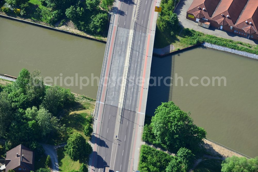 Aerial image Genthin - Genthin road bridge over the Elbe-Havel-Canel in the state Saxony-Anhalt