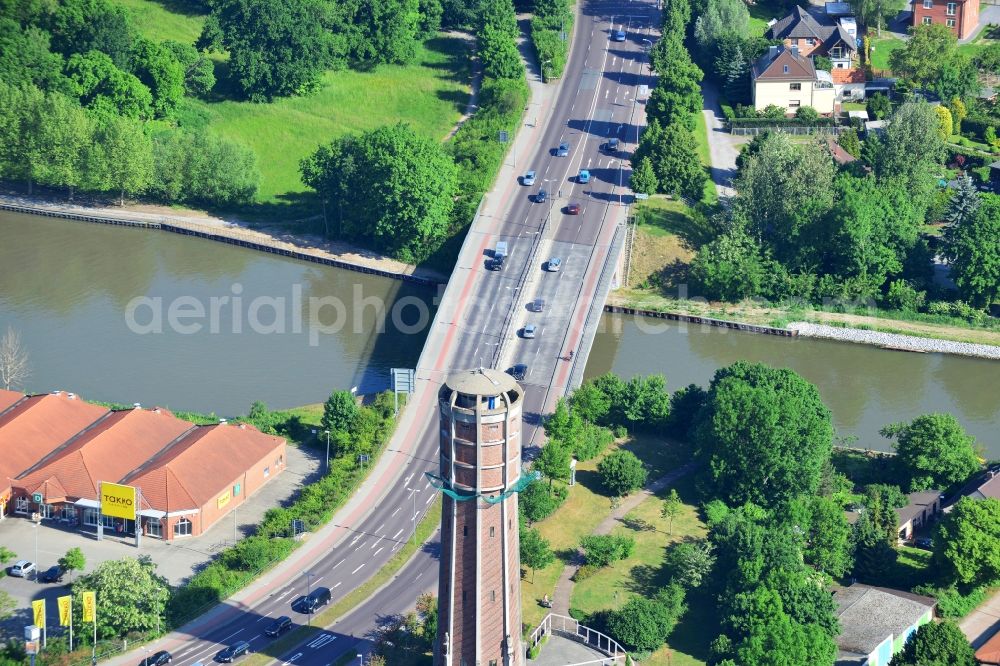 Genthin from above - Genthin road bridge over the Elbe-Havel-Canel in the state Saxony-Anhalt