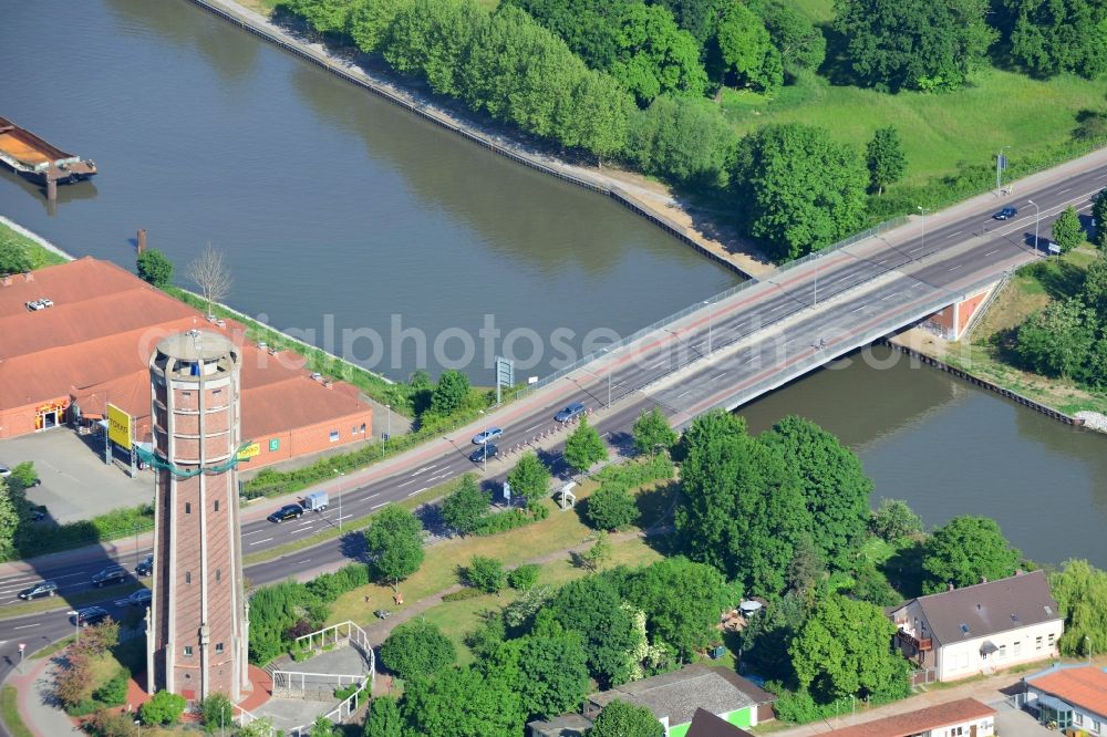 Aerial image Genthin - Genthin road bridge over the Elbe-Havel-Canel in the state Saxony-Anhalt