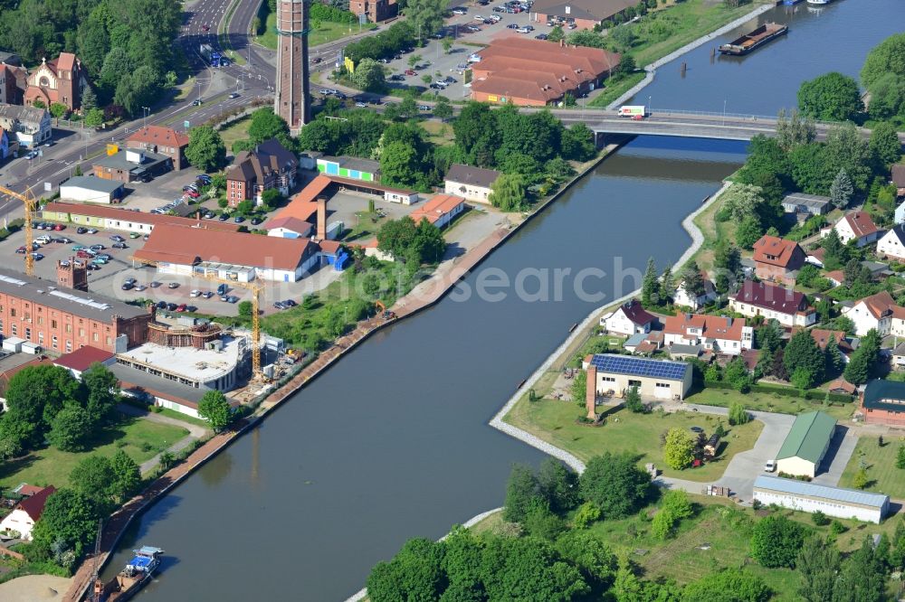 Genthin from above - Genthin road bridge over the Elbe-Havel-Canel in the state Saxony-Anhalt