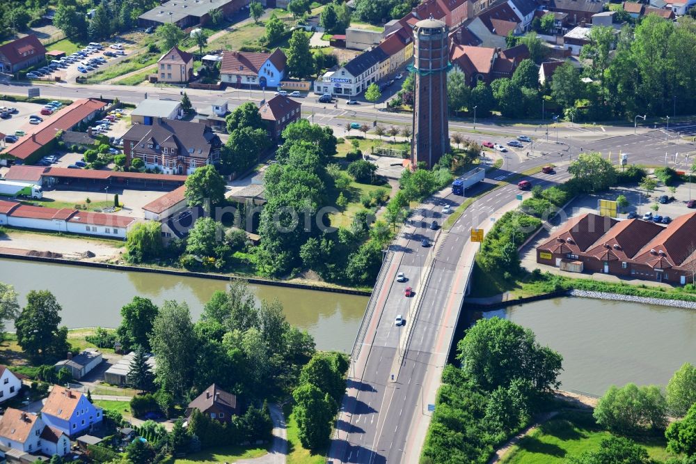 Genthin from the bird's eye view: Genthin road bridge over the Elbe-Havel-Canel in the state Saxony-Anhalt