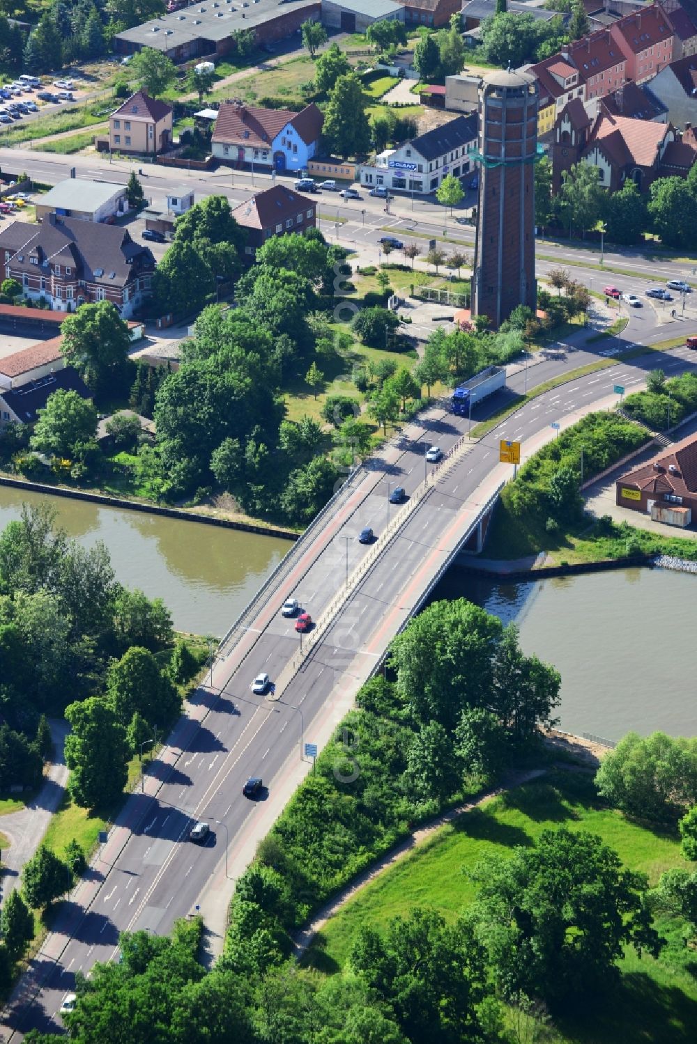 Aerial image Genthin - Genthin road bridge over the Elbe-Havel-Canel in the state Saxony-Anhalt