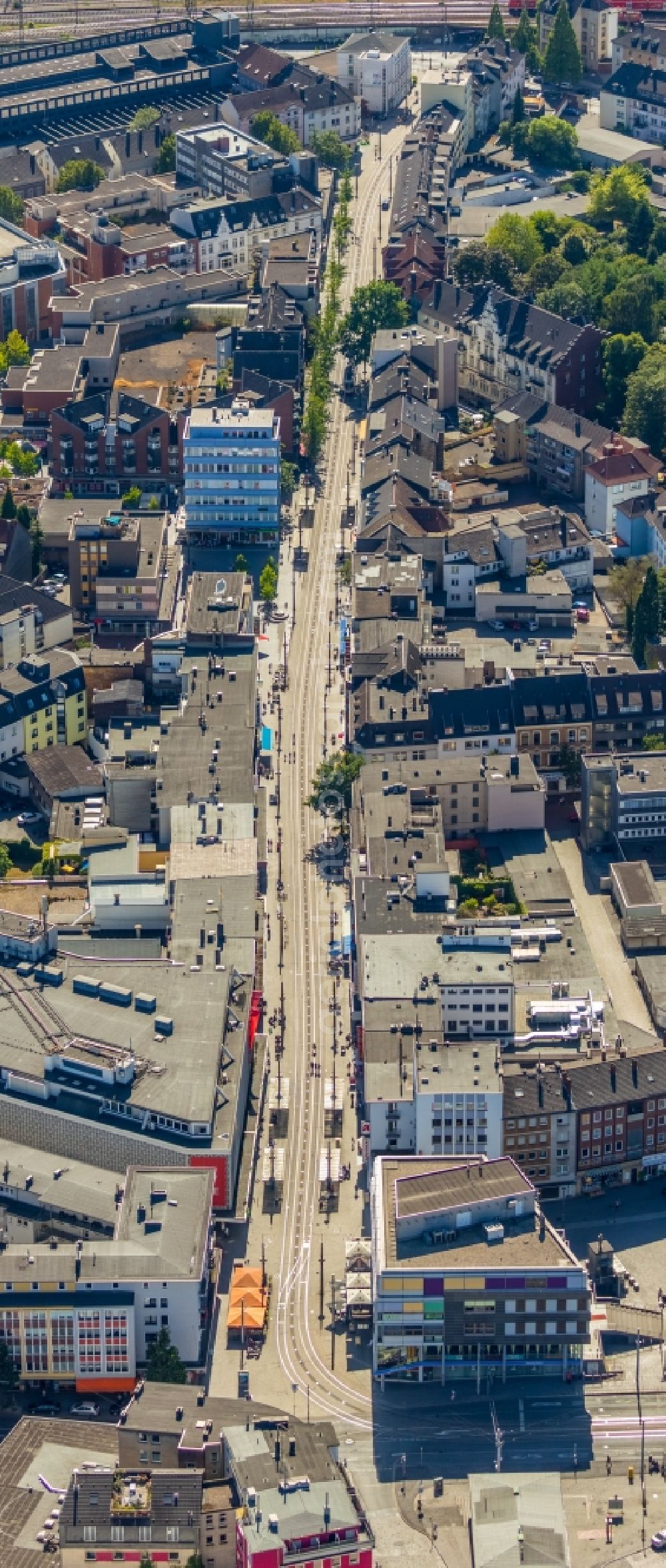 Aerial image Witten - Street guide of promenade and shopping street Bahnhofstrasse in Witten in the state North Rhine-Westphalia, Germany