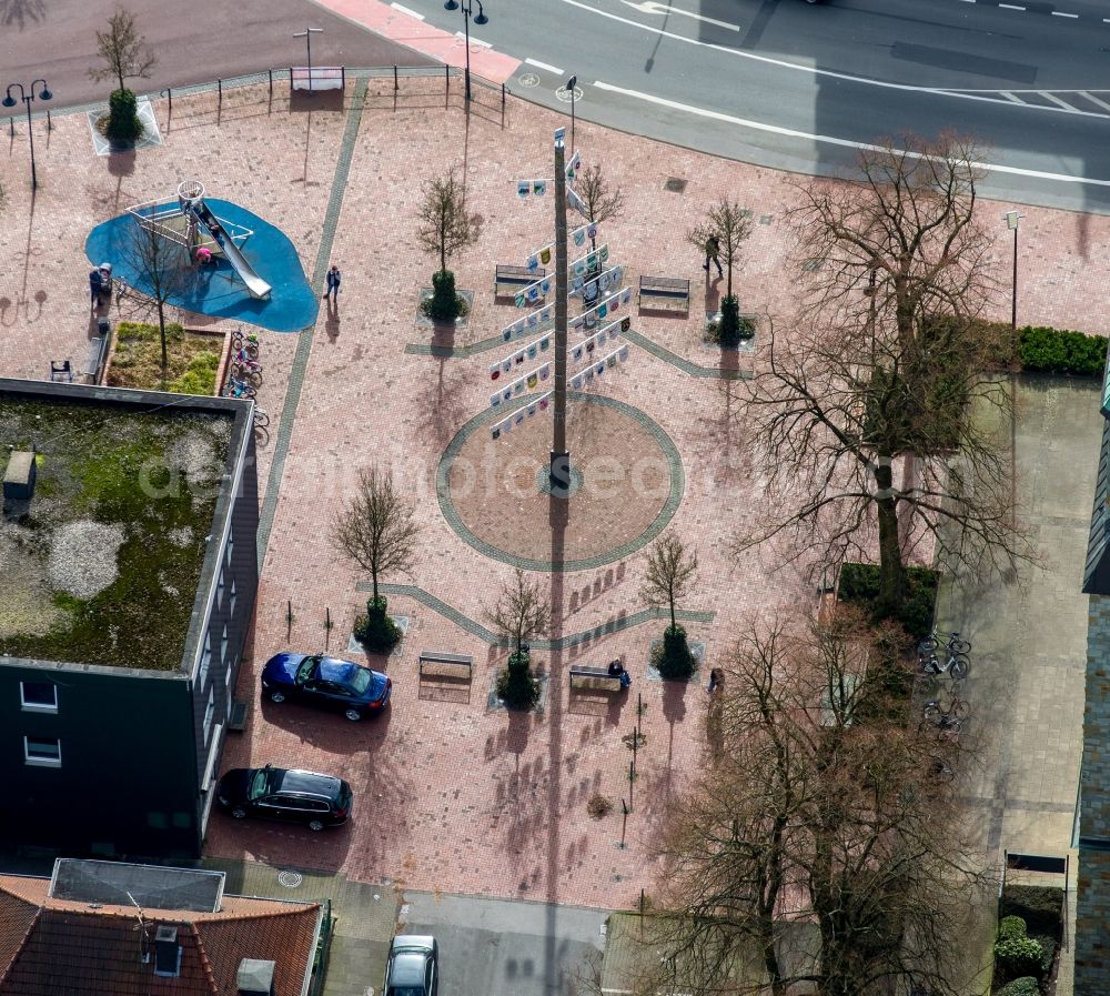 Bottrop from above - Street guide of famous promenade and shopping street Hauptstrasse in the district Kirchhellen in Bottrop in the state North Rhine-Westphalia