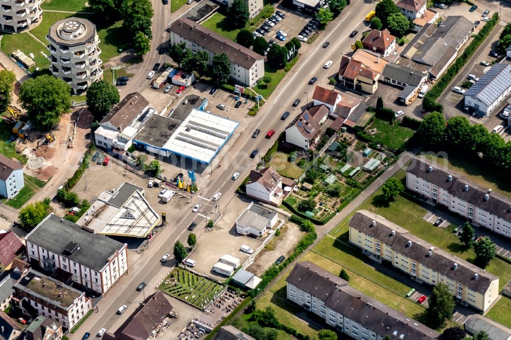 Aerial image Lahr/Schwarzwald - Street - road guidance of Bundesstrasse 3 in Lahr/Schwarzwald in the state Baden-Wurttemberg, Germany