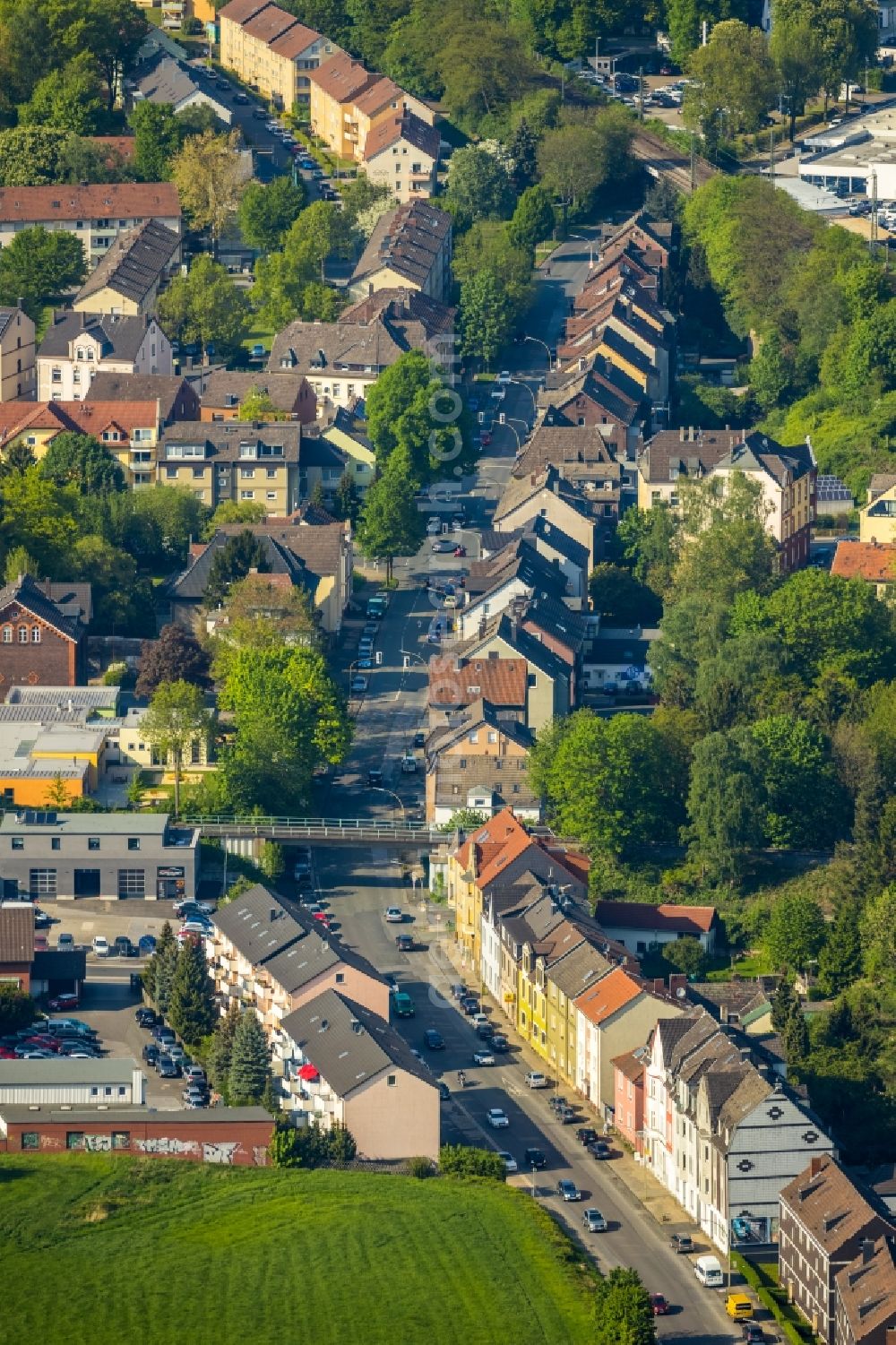 Witten from the bird's eye view: Street - road guidance along the Sprockhoeveler Strasse in Witten in the state North Rhine-Westphalia, Germany