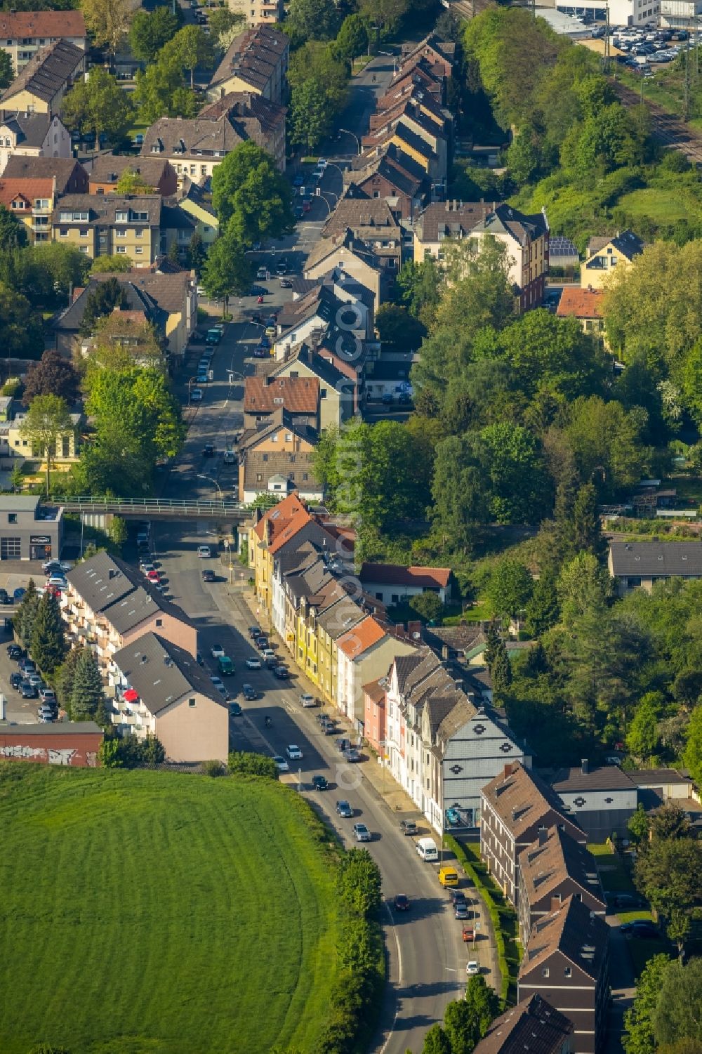 Aerial image Witten - Street - road guidance along the Sprockhoeveler Strasse in Witten in the state North Rhine-Westphalia, Germany