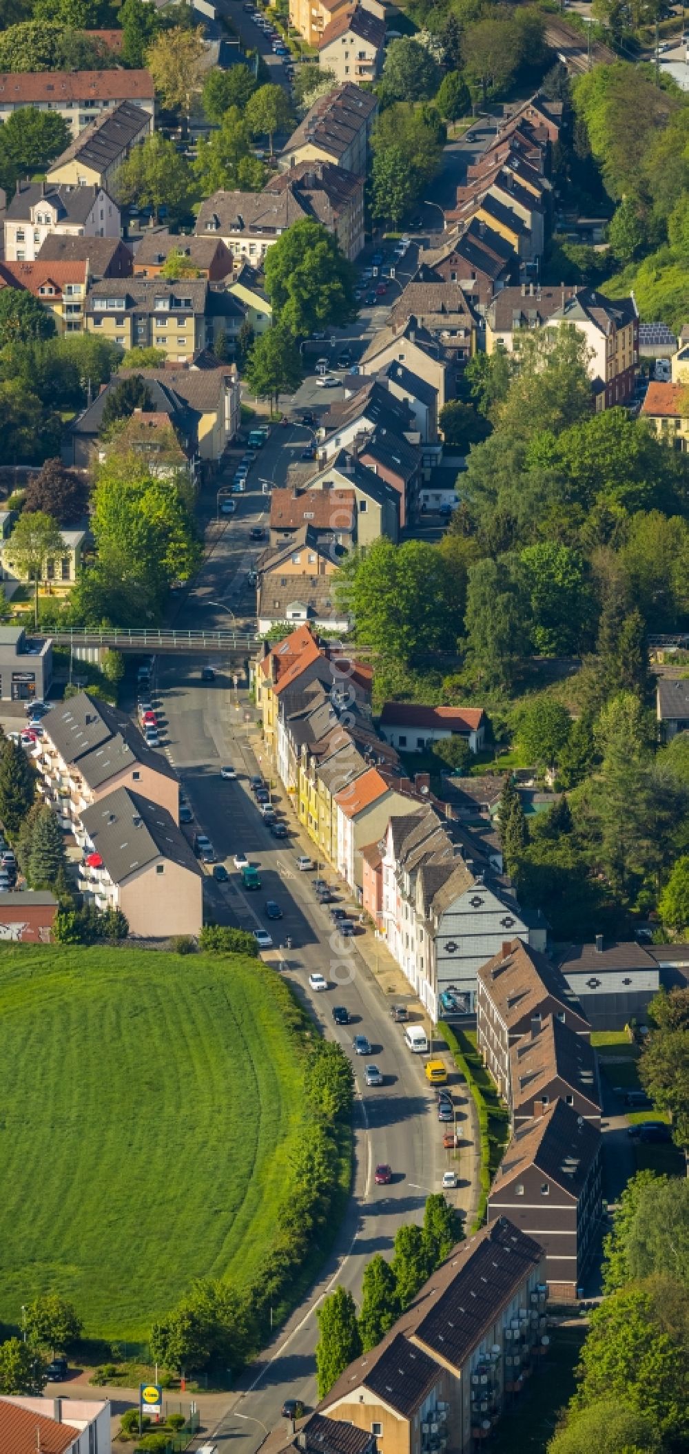 Aerial photograph Witten - Street - road guidance along the Sprockhoeveler Strasse in Witten in the state North Rhine-Westphalia, Germany