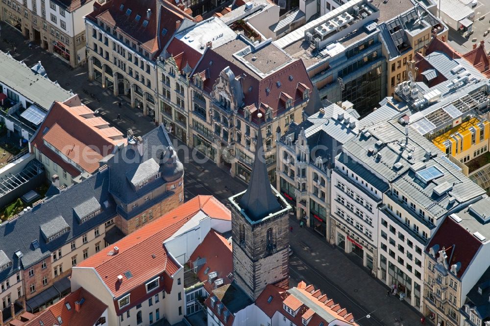 Erfurt from the bird's eye view: Street guide of famous promenade and shopping street Anger in the district Altstadt in Erfurt in the state Thuringia, Germany