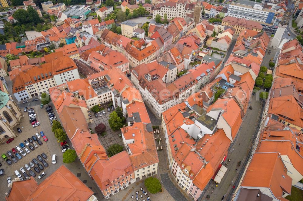 Aerial photograph Bautzen - Street guide of famous promenade and shopping street Reichenstrasse in Bautzen in the state Saxony, Germany