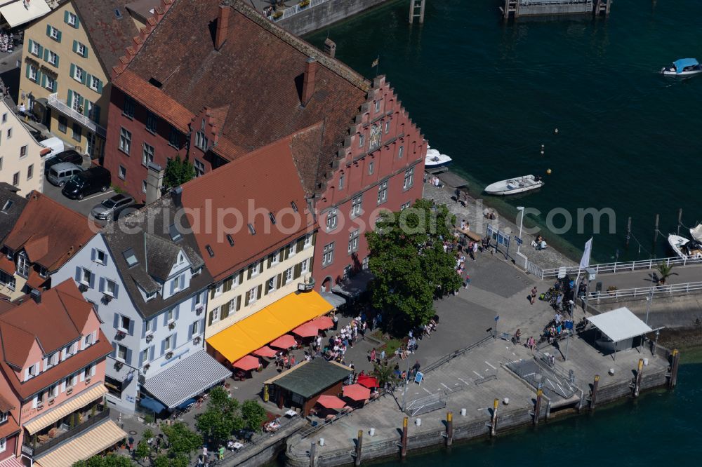 Aerial image Meersburg - Street guide of famous promenade and shopping street at the ferry port on street Seepromenade in Meersburg at Bodensee in the state Baden-Wuerttemberg, Germany