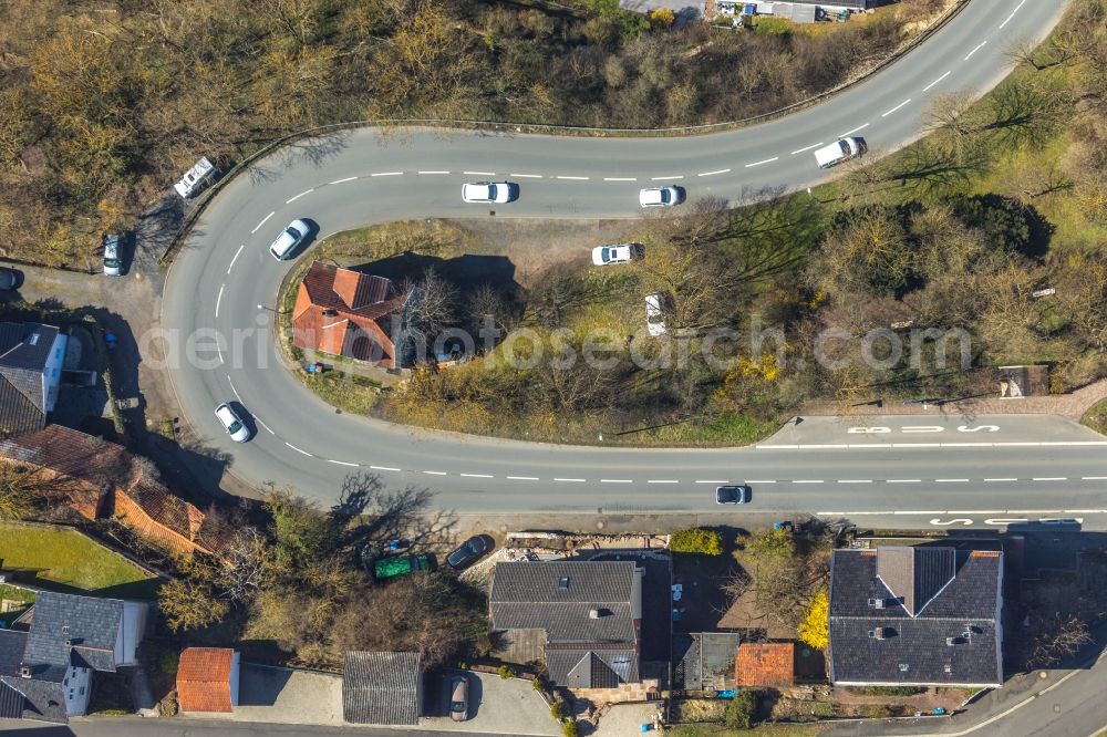 Bad Wildungen from the bird's eye view: Street - road guidance Friedrich-Ebert-Strasse in Bad Wildungen in the state Hesse, Germany