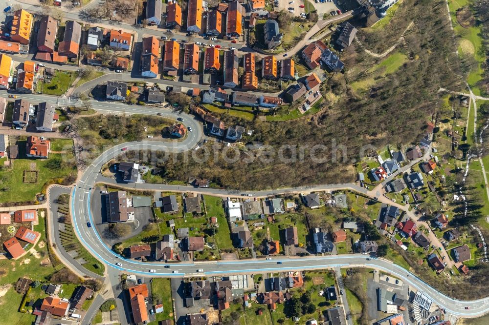 Aerial photograph Bad Wildungen - Street - road guidance Friedrich-Ebert-Strasse in Bad Wildungen in the state Hesse, Germany