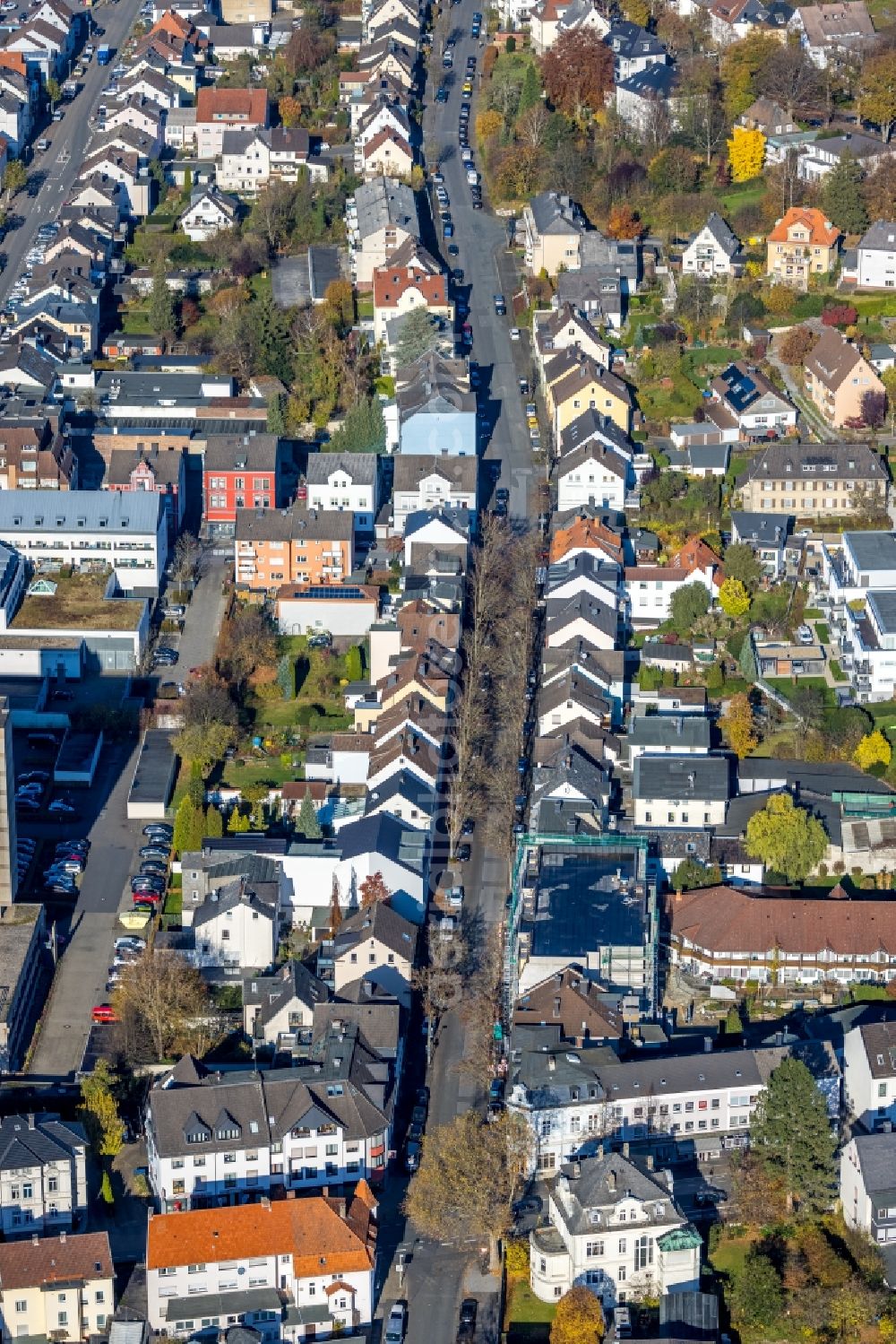 Aerial image Arnsberg - Street - road guidance of Grafenstrasse in the Innenstadt in the district Wennigloh in Arnsberg at Sauerland in the state North Rhine-Westphalia, Germany