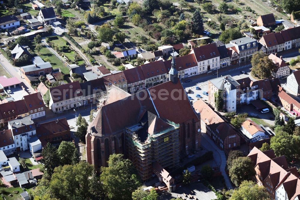 Bad Wilsnack from above - Street - road guidance Grosse Strasse in Bad Wilsnack in the state Brandenburg, Germany