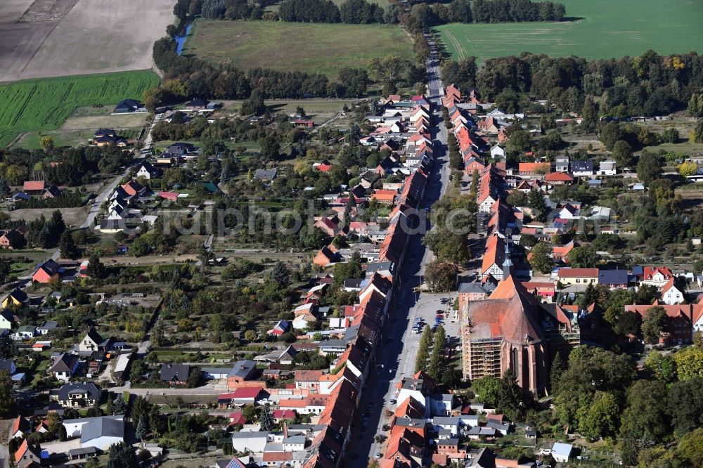 Aerial image Bad Wilsnack - Street - road guidance Grosse Strasse in Bad Wilsnack in the state Brandenburg, Germany