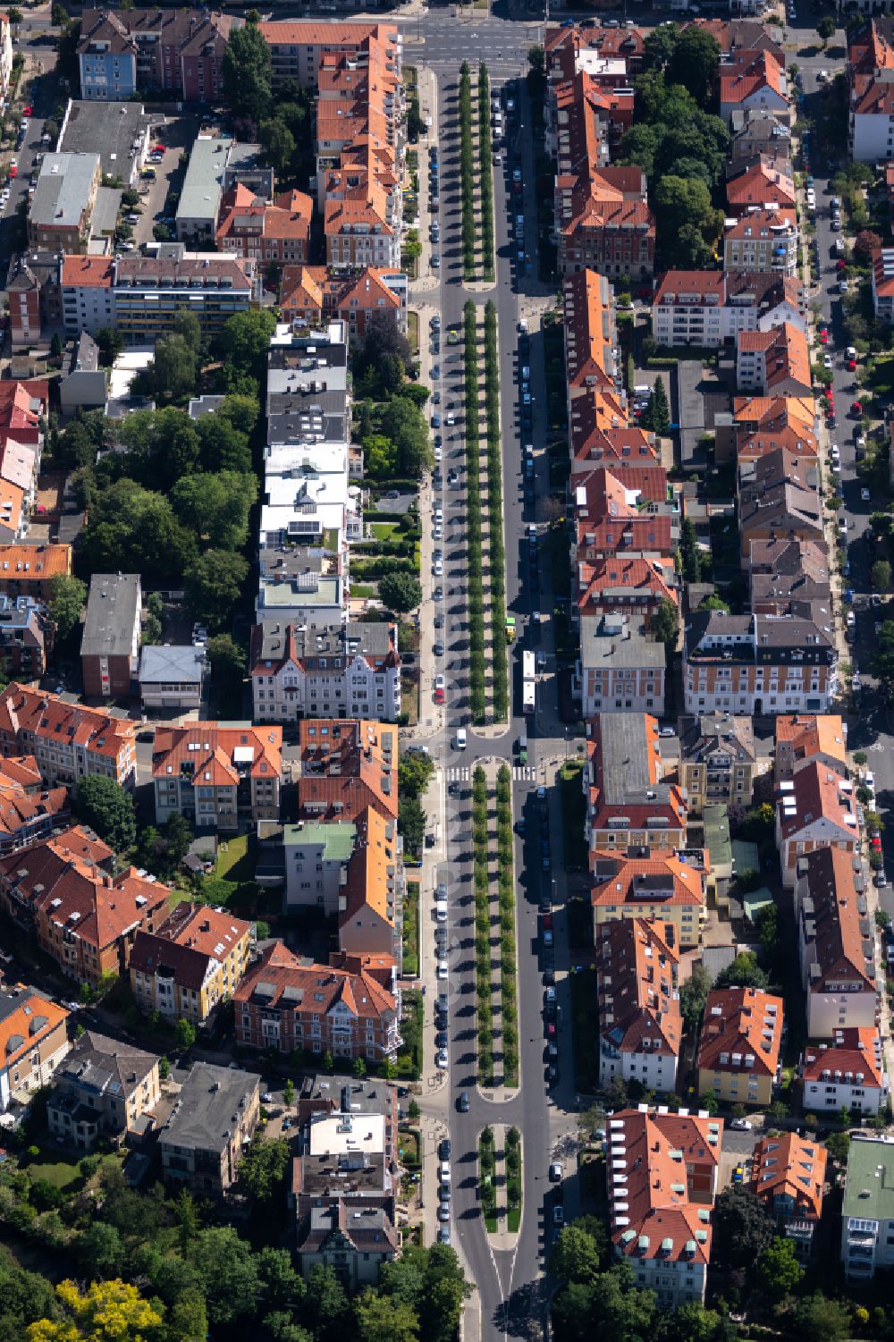 Aerial photograph Braunschweig - Street - road guidance of Jasperallee in Brunswick in the state Lower Saxony, Germany