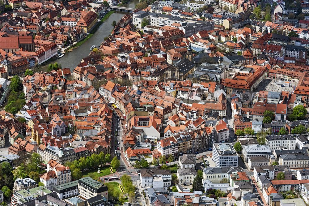 Aerial image Bamberg - Street - road guidance Lange Strasse in Bamberg in the state Bavaria, Germany