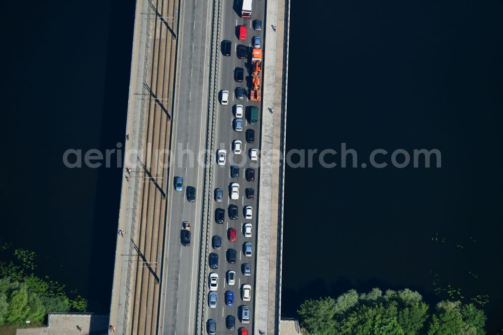 Aerial photograph Potsdam - Route Nuthestrasse over the Humboldt Bridge in Potsdam in the state of Brandenburg, Germany