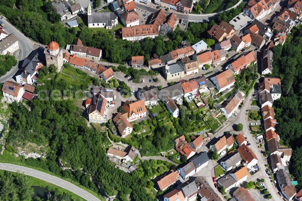 Aerial photograph Haigerloch - Street - road guidance Oberstadtstrasse in Haigerloch in the state Baden-Wuerttemberg, Germany