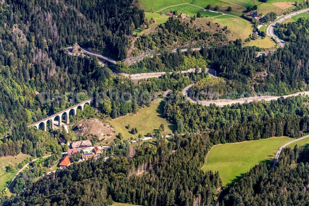 Aerial photograph Höllsteig - Street - road guidance of B31 Ravenna Schlucht in Hoellsteig in the state Baden-Wurttemberg, Germany