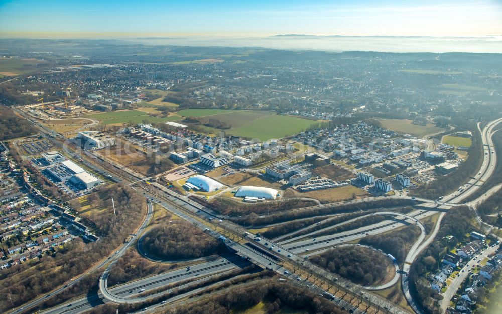 Aerial image Dortmund - Looped street - road guidance of B1 - B236 in the district Gartenstadt-Sued in Dortmund at Ruhrgebiet in the state North Rhine-Westphalia, Germany