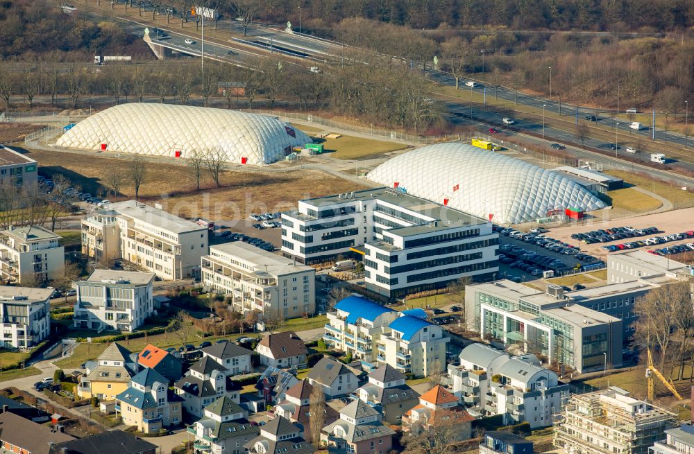 Dortmund from above - Looped street - road guidance of B1 - B236 in the district Gartenstadt-Sued in Dortmund at Ruhrgebiet in the state North Rhine-Westphalia, Germany