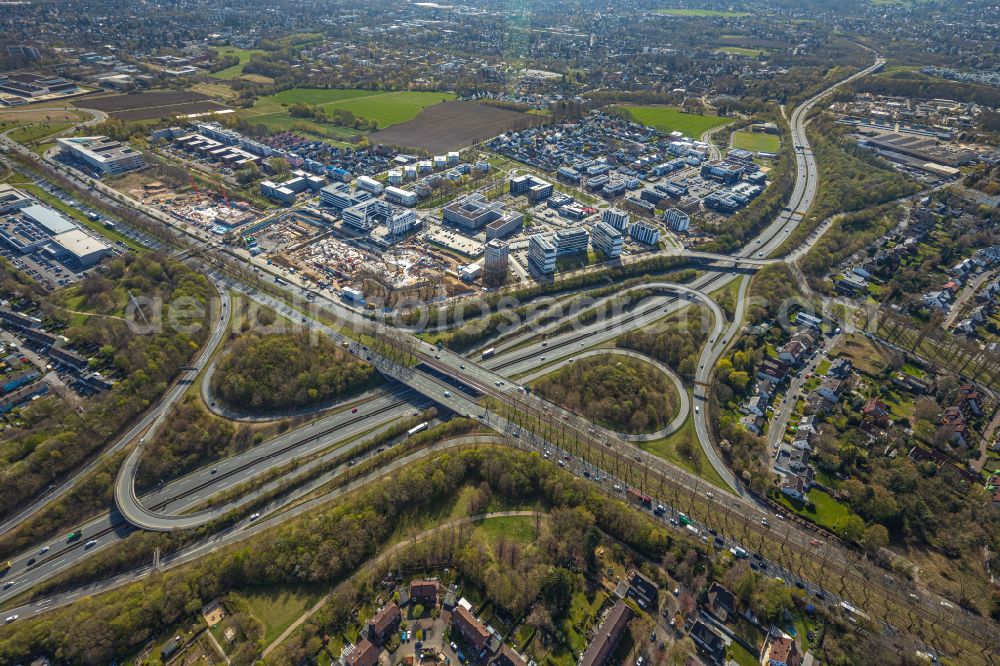 Dortmund from above - Looped street - road guidance of B1 - B236 in the district Gartenstadt-Sued in Dortmund at Ruhrgebiet in the state North Rhine-Westphalia, Germany