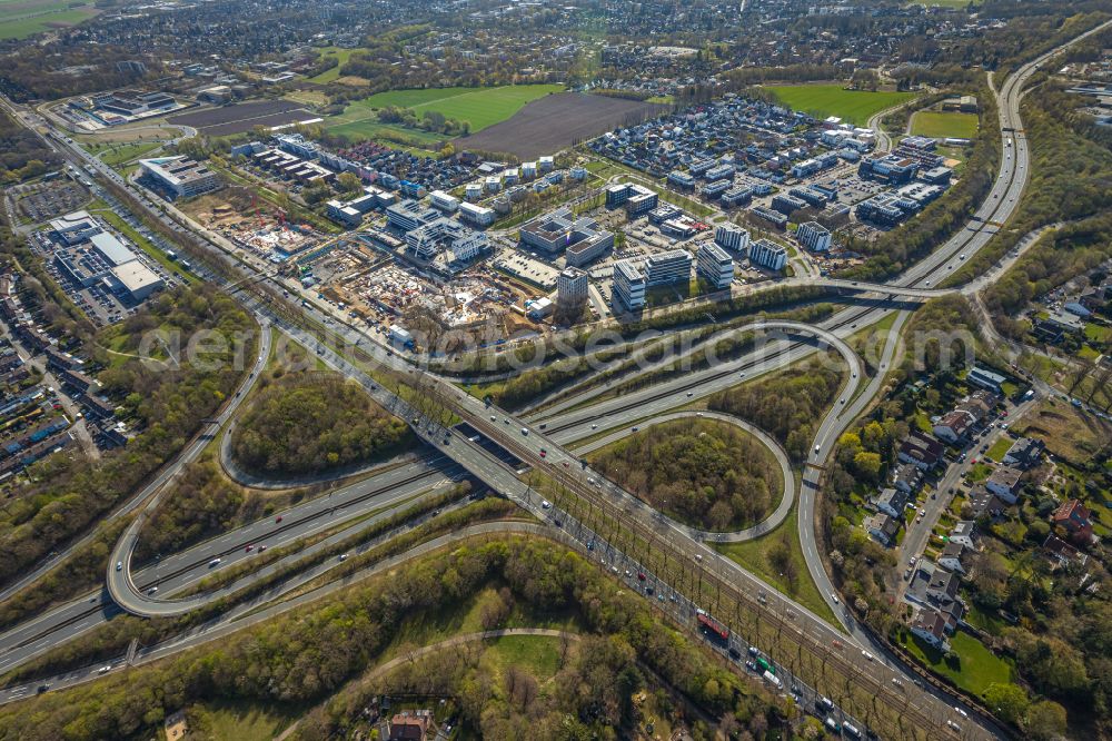 Aerial image Dortmund - Looped street - road guidance of B1 - B236 in the district Gartenstadt-Sued in Dortmund at Ruhrgebiet in the state North Rhine-Westphalia, Germany