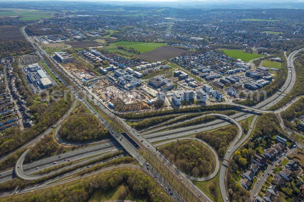 Aerial photograph Dortmund - Looped street - road guidance of B1 - B236 in the district Gartenstadt-Sued in Dortmund at Ruhrgebiet in the state North Rhine-Westphalia, Germany