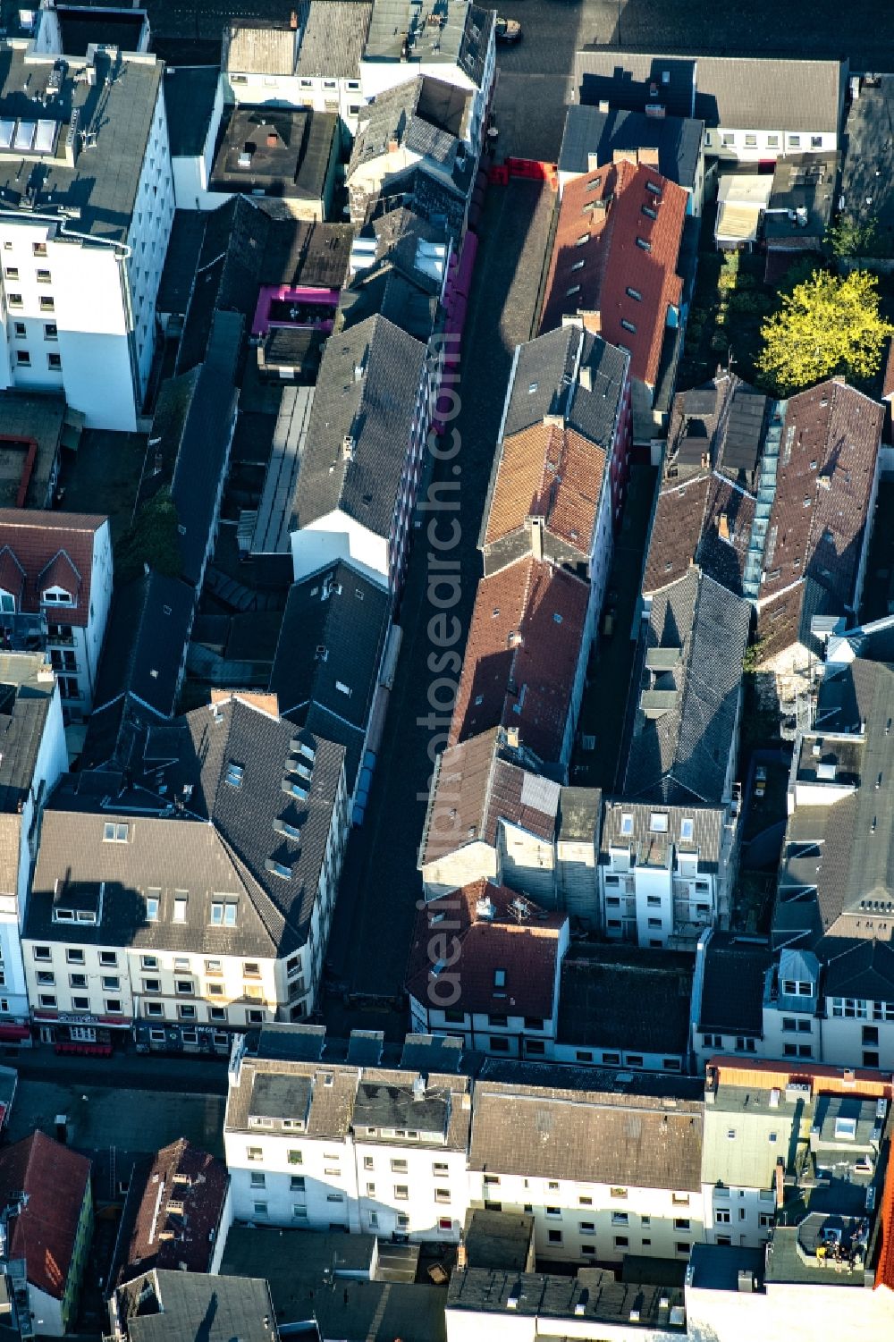 Hamburg from above - Street layout of the entertainment mile on Herbertstrasse in the residential and commercial district in the Sankt Pauli district in Hamburg, Germany