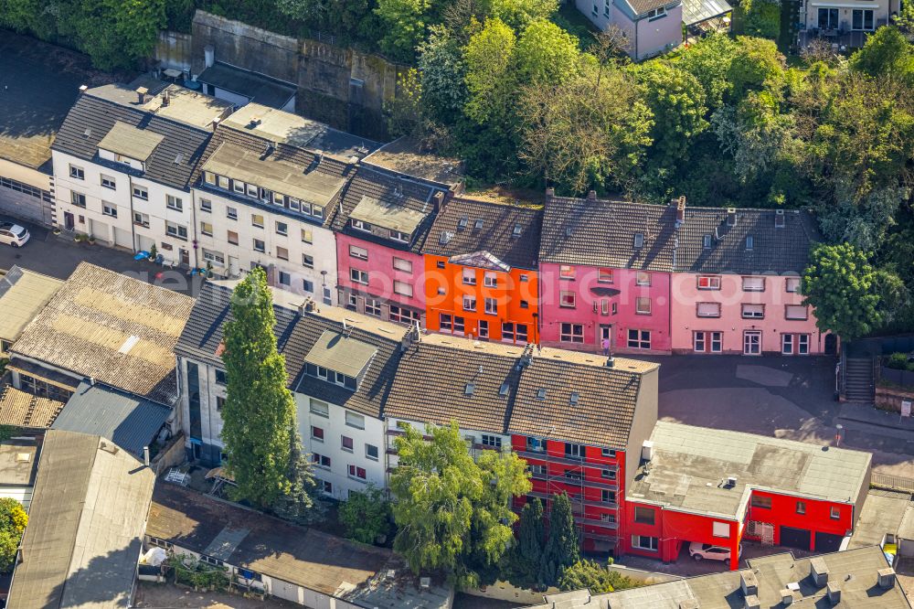 Aerial photograph Hagen - Street and prostitution center for commercial sex service in Dueppenbecker Strasse in Hagen in the state North Rhine-Westphalia, Germany