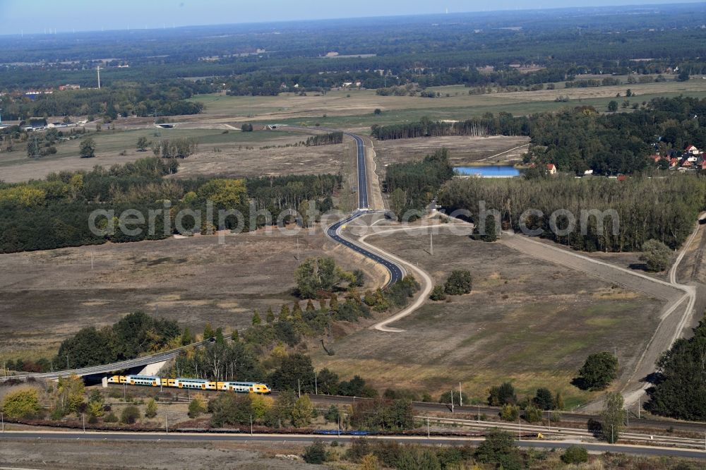 Aerial photograph Breese - Construction of the bypass road in in Breese in the state Brandenburg, Germany